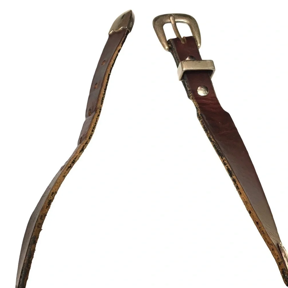 ORION LEATHER COMPANY Belt Largemouth Bass Concho Brown Antique Silver Finish